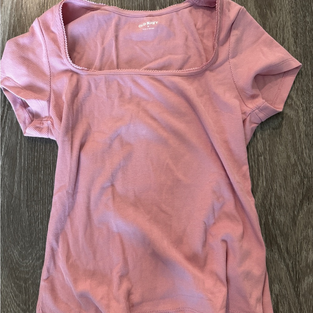NWT Pink Square Neck Tee - Picture 2 of 7